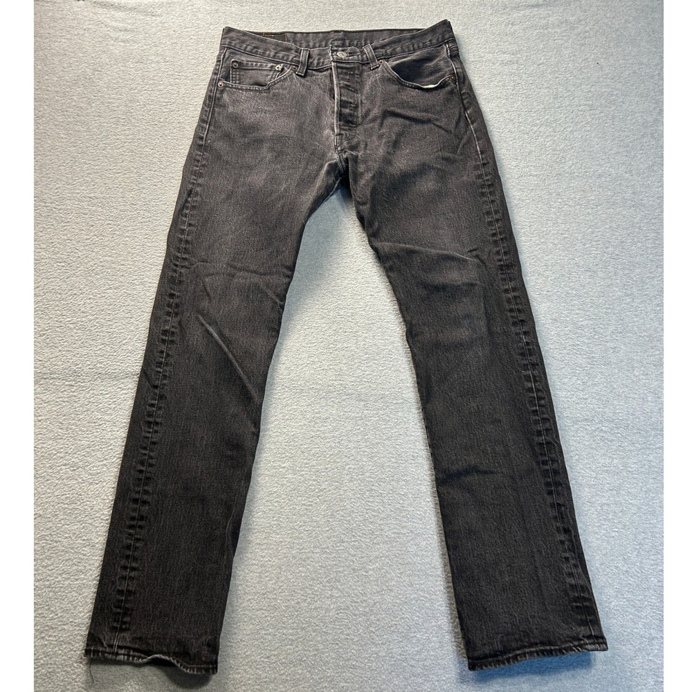 Levi's Straight Leg Jeans Mens 32x32 Black Faded Wash Denim‎ Button Fly Zip